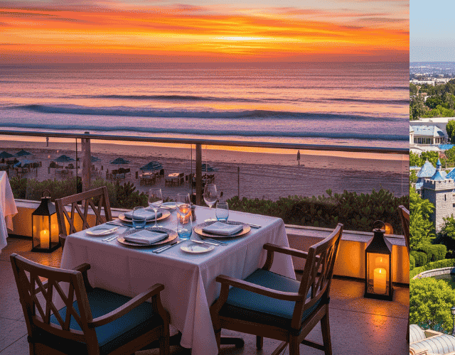 Resort terrace at sunset