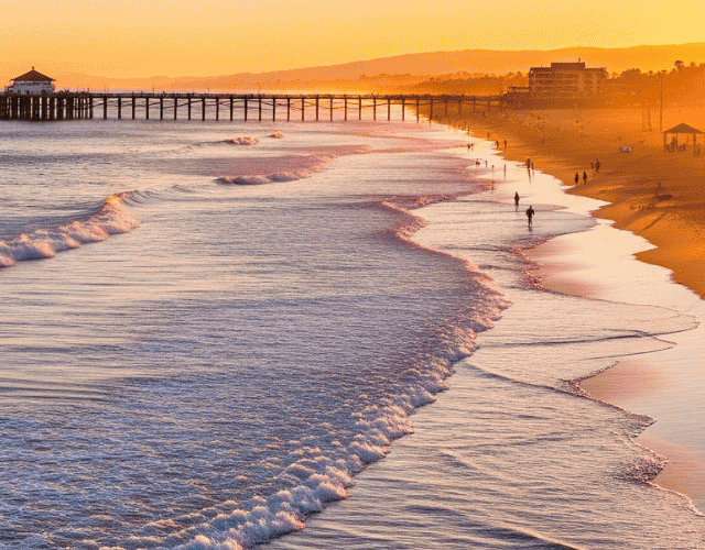 Beach pier at sunset